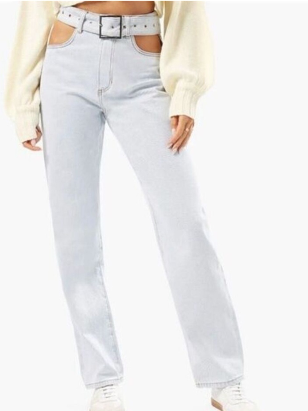 WeWoreWhat Light Wash Cut-Out hip High-Rise Women’s Jeans